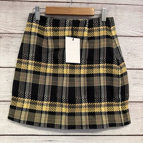 Grey Lab Size Small Plaid Mini Skirt Yellow Black High Waist Preppy Clueless - Picture 2 of 8